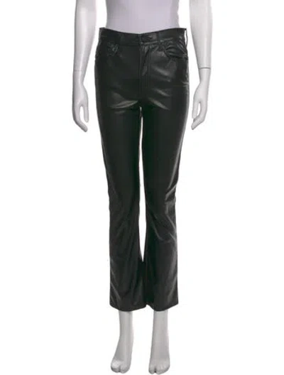Pre-owned Mother Faux Leather Flared Pants In Black