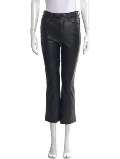 Pre-owned Mother Faux Leather Flared Pants In Black