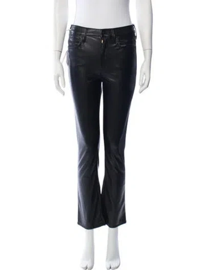 Pre-owned Mother Faux Leather Flared Pants In Black