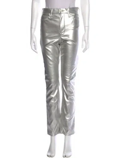 Pre-owned Mother Faux Leather Flared Pants W/ Tags In Silver