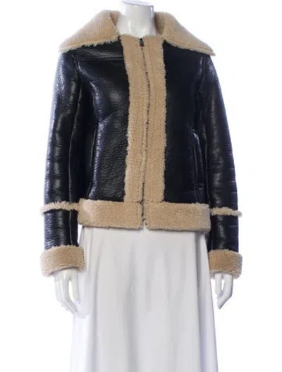 Pre-owned Mother Faux Leather Jacket In Brown