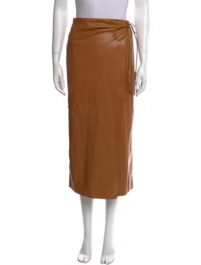 Pre-owned Mother Faux Leather Midi Length Skirt In Brown