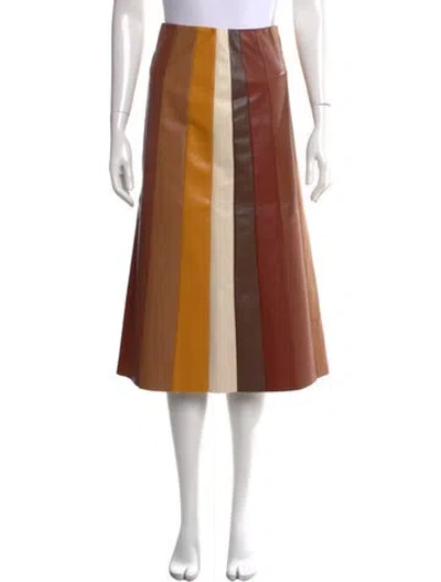 Pre-owned Mother Faux Leather Midi Length Skirt In Neutrals