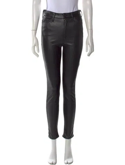 Pre-owned Mother Faux Leather Skinny Leg Pants In Black