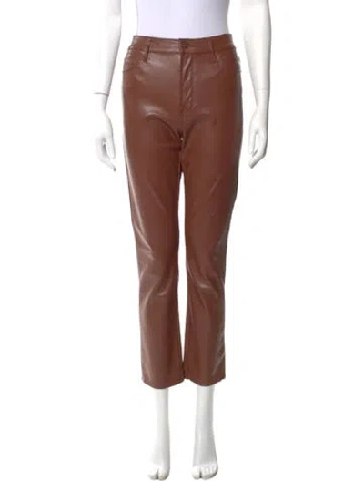 Pre-owned Mother Faux Leather Skinny Leg Pants In Brown