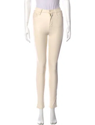 Pre-owned Mother Faux Leather Skinny Leg Pants In Neutral