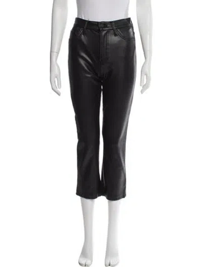 Pre-owned Mother Faux Leather Straight Leg Pants In Black