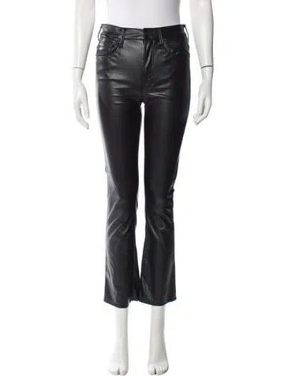 Pre-owned Mother Faux Leather Straight Leg Pants In Black