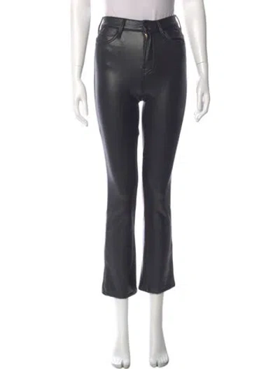 Pre-owned Mother Faux Leather Straight Leg Pants In Gray