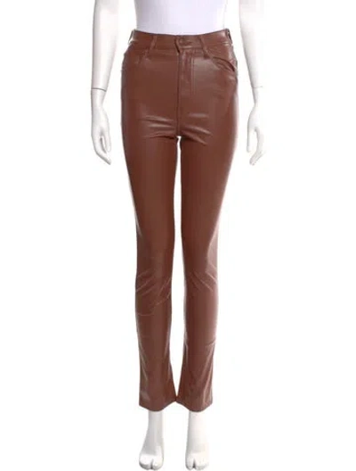 Pre-owned Mother Faux Leather Straight Leg Pants W/ Tags In Brown