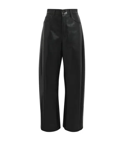 Mother Faux Leather The Half-pipe Flood Jeans In Black