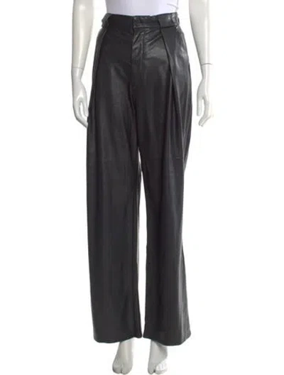 Pre-owned Mother Faux Leather Wide Leg Pants In Black
