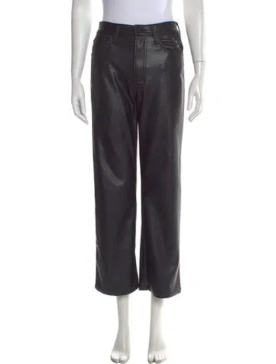Pre-owned Mother Faux Leather Wide Leg Pants In Black