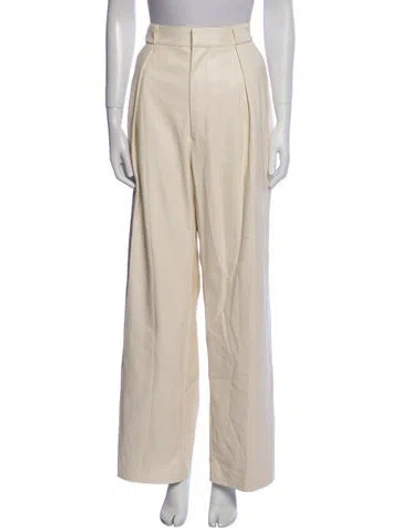 Pre-owned Mother Faux Leather Wide Leg Pants In Neutral