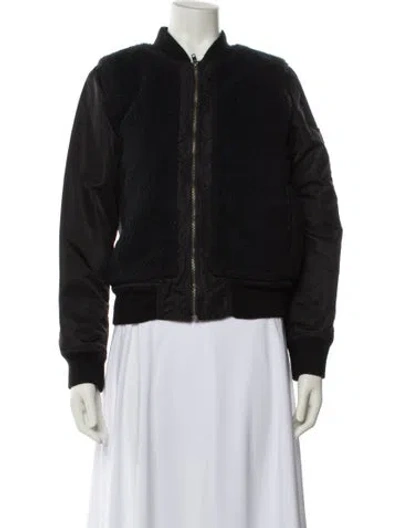 Pre-owned Mother Faux Shearling Bomber Jacket In Black