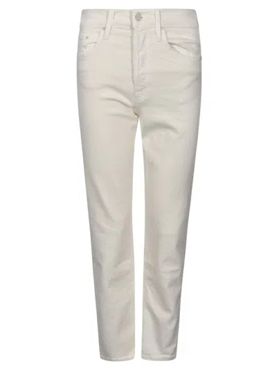 Mother Fitted Buttoned Jeans In Cream