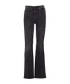 Mother Flared Leg Trousers Contrast Stitching In Black