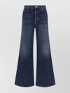 Mother Flared High Waist Five Pocket Jeans In Blue