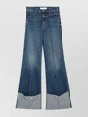 Mother Flared Jeans With Frayed Hem And Pockets In Blue