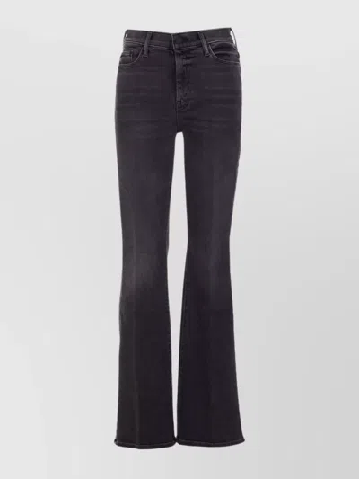 Mother Flared Leg Trousers Contrast Stitching In Black