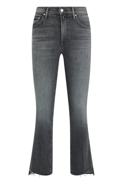 Mother Flared Skinny Jeans With Mid-rise Waist In Gray