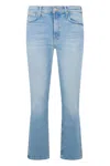 Mother Flared Three-quarter Denim Jeans In Blue