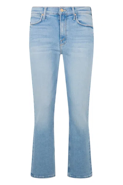 Mother Flared Three-quarter Denim Jeans In Blue