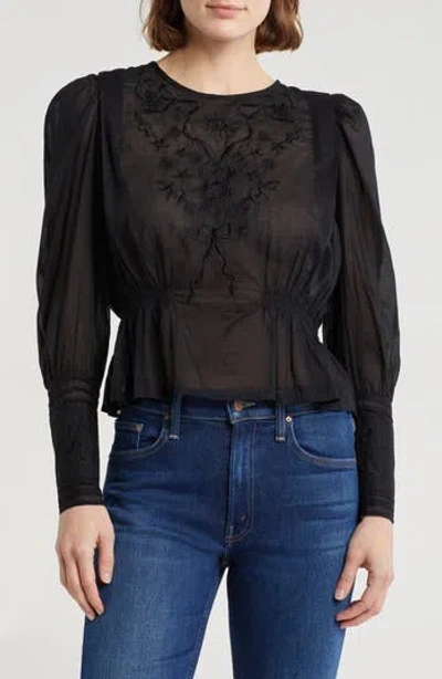 Mother Floral & Bow Embroidered Cotton Top