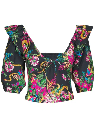 Mother Floral-print Blouse In Black