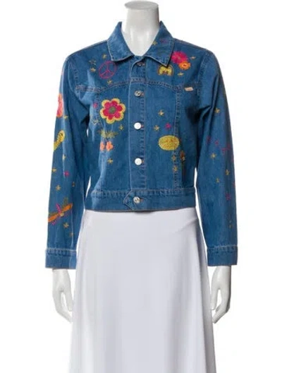 Pre-owned Mother Floral Print Denim Jacket In Blue
