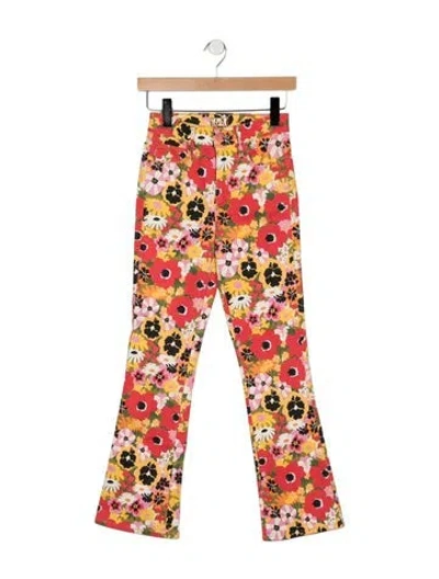 Pre-owned Mother Floral Print Flared Pants In Pink
