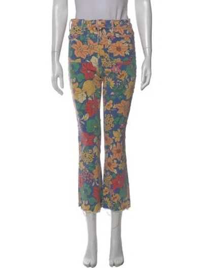 Pre-owned Mother Floral Print Flared Pants In Yellow