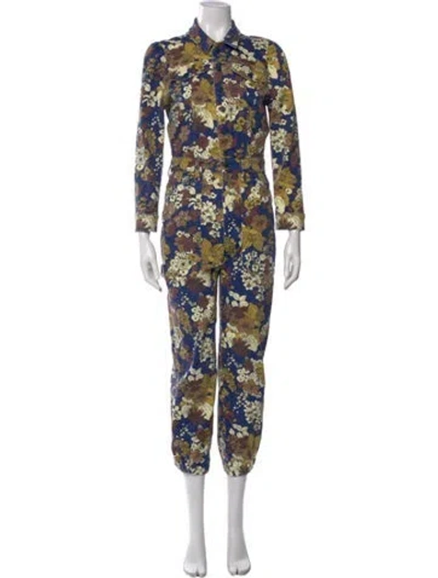 Pre-owned Mother Floral Print Jumpsuit In Blue