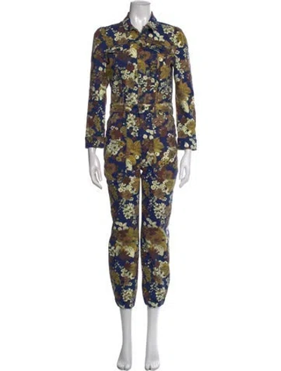 Pre-owned Mother Floral Print Jumpsuit In Blue