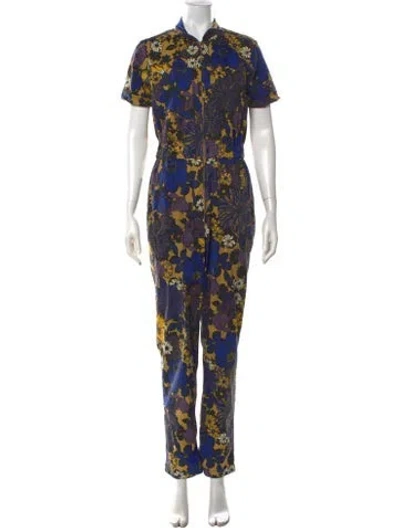 Pre-owned Mother Floral Print Jumpsuit In Blue