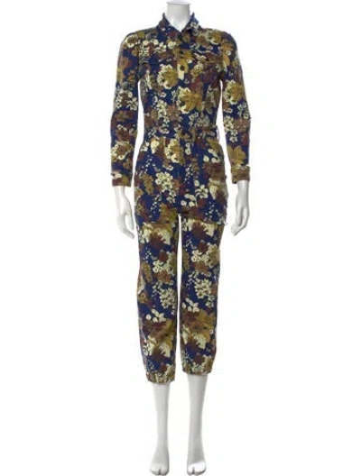 Pre-owned Mother Floral Print Jumpsuit In Blue