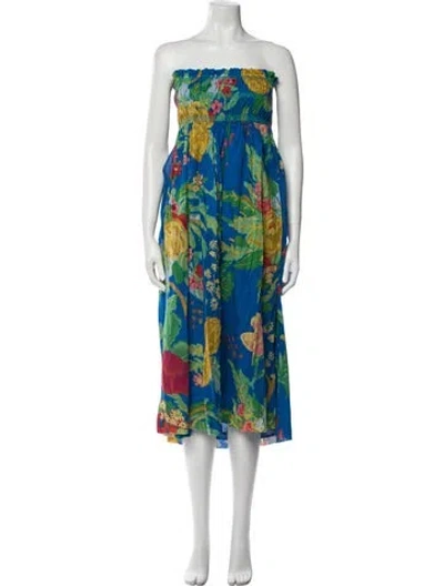Pre-owned Mother Floral Print Knee-length Dress In Blue