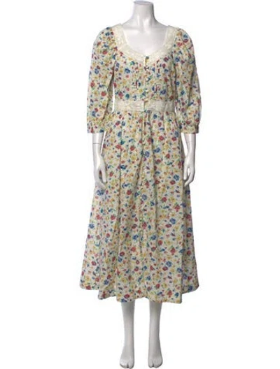 Pre-owned Mother Floral Print Long Dress In Multicolor