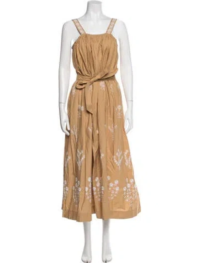 Pre-owned Mother Floral Print Midi Length Dress In Neutral
