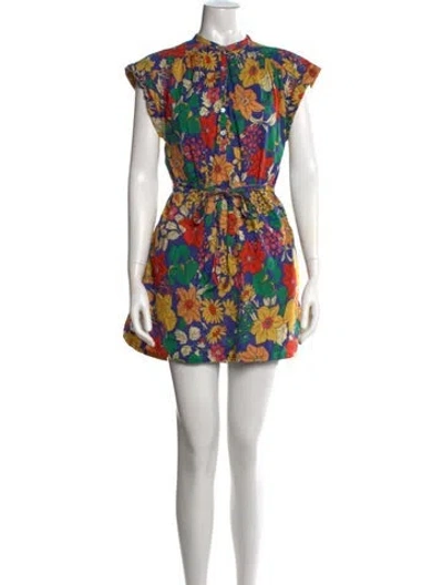 Pre-owned Mother Floral Print Mini Dress W/ Tags In Blue