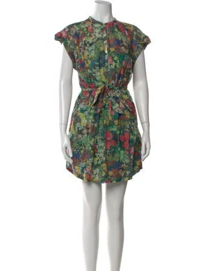 Pre-owned Mother Floral Print Mini Dress W/ Tags In Green