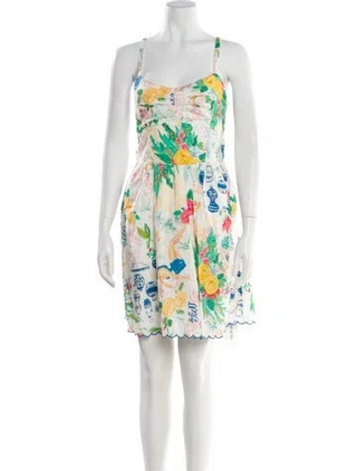 Pre-owned Mother Floral Print Mini Dress In White