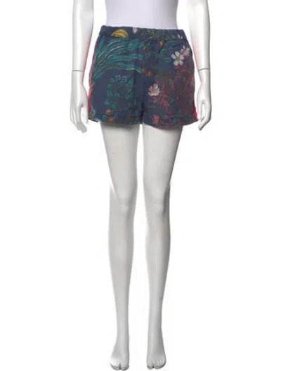 Pre-owned Mother Floral Print Mini Shorts In Blue