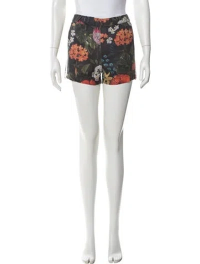 Pre-owned Mother Floral Print Mini Shorts In Gray