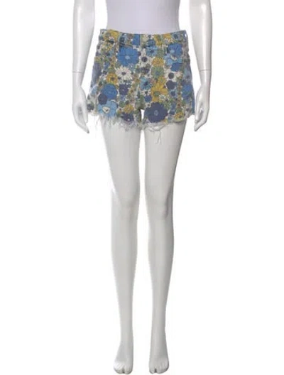 Pre-owned Mother Floral Print Mini Shorts In Green