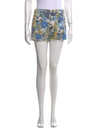 Pre-owned Mother Floral Print Mini Shorts In Neutrals