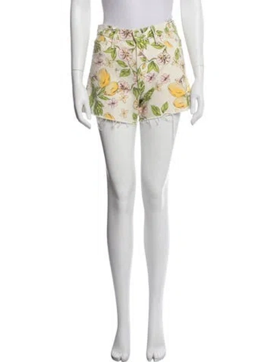 Pre-owned Mother Floral Print Mini Shorts In Orange