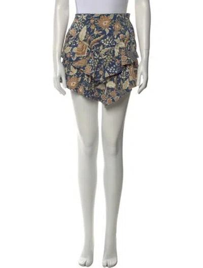 Pre-owned Mother Floral Print Mini Skirt In Blue