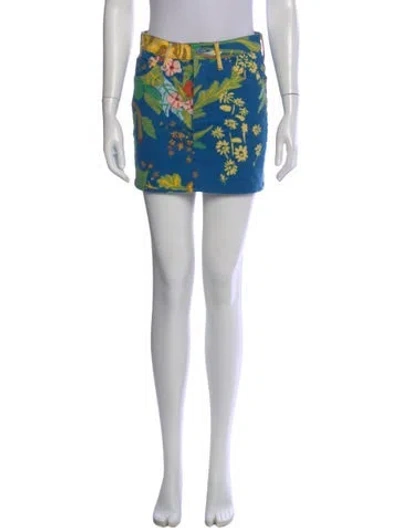 Pre-owned Mother Floral Print Mini Skirt In Blue