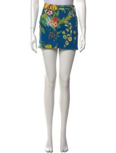 Pre-owned Mother Floral Print Mini Skirt In Blue